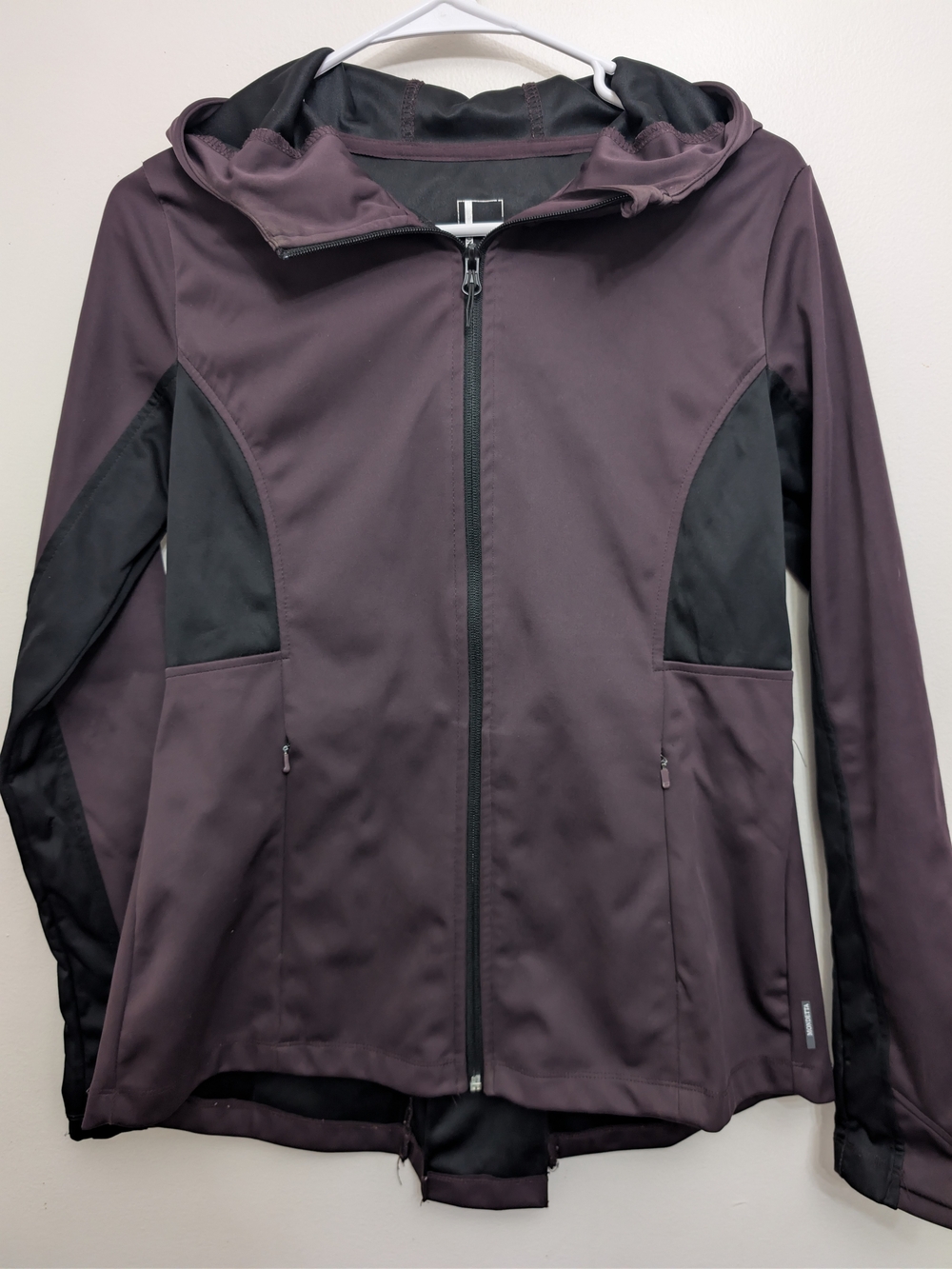 Mondetta Purple Black Colorblock Softshell Hooded Jacket Size Small